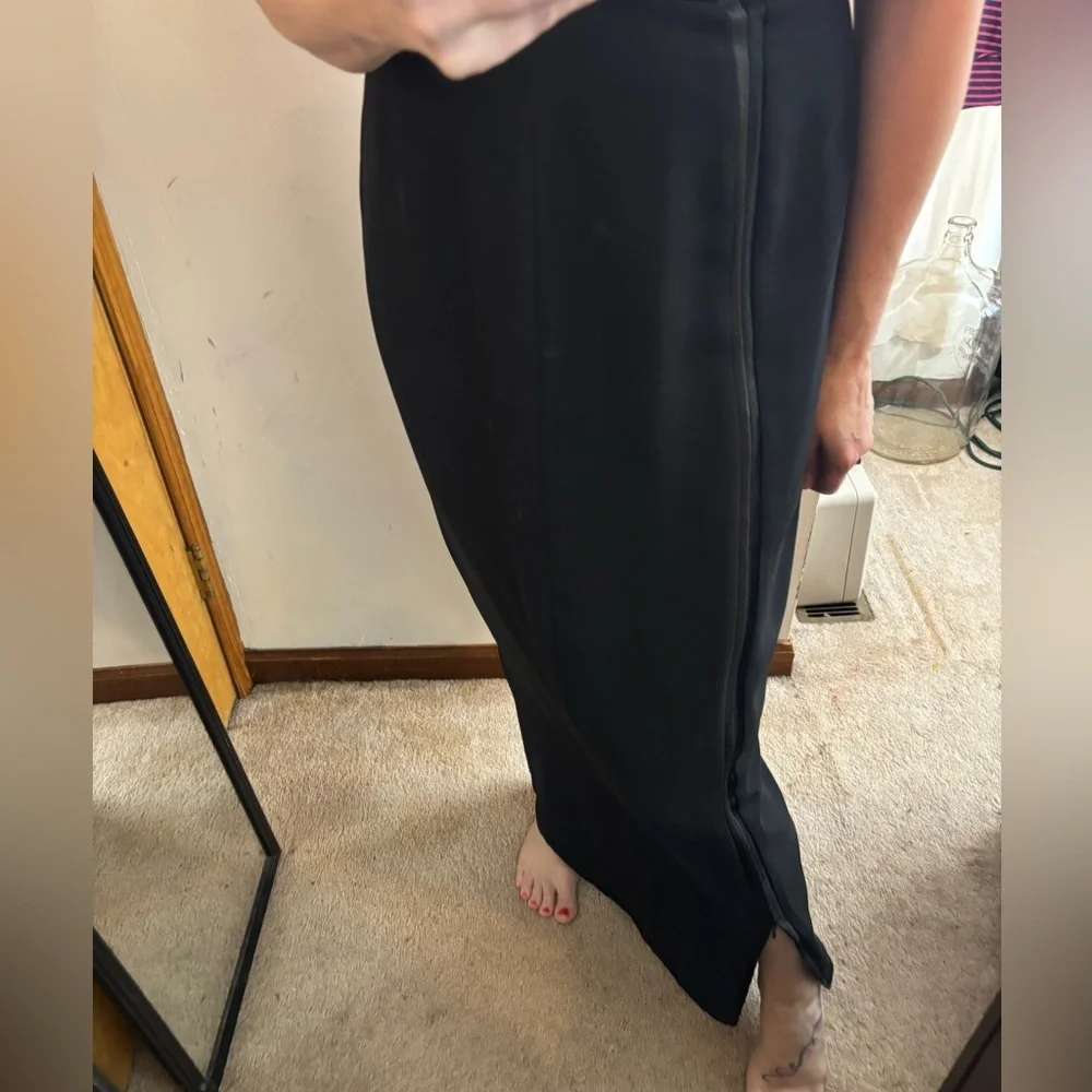 Joseph Ribkoff Black Tuxedo Trim Full Zip Maxi Skirt